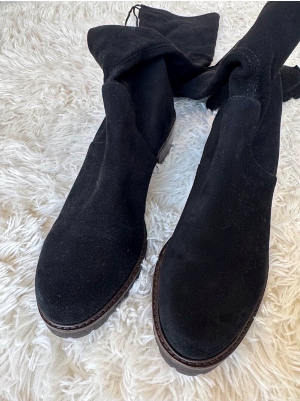Stuart Weizmann Vanland Over-the-Knee Black Suede Boots - Picture 2 of 7